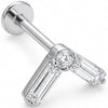 Titanio Labret Chevron Baguette Con Cristalli Filettatura Interna