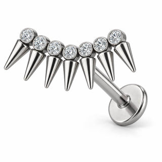 Titanium Labret Curved Spikes With Zirconia Internally Threaded