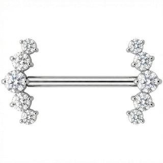 Titanium Nipple Piercing Crescent Crystal Arc Internally Threaded