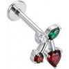 Titanio Labret Ciliegie Rosse Con Cuore Filettatura Interna