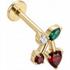 Titanio Labret Ciliegie Rosse Con Cuore Filettatura Interna