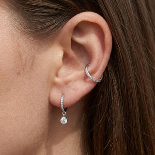 Titanium Ring Pave With Dangling Crystal Clicker