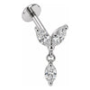 Titanium Labret Marquise Petal Dangle Drop Internally Threaded