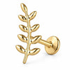 Titanium Labret Fern Leaf Branch Internally Threaded