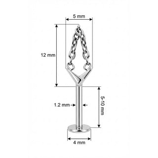 Titanio Labret Forma A V Con Catena Filettatura Interna