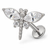 Titanium Labret Marquise Zirconia Dragonfly Internally Threaded
