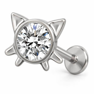 Titanium Labret Cat Face Zirconia Internally Threaded