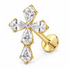 Titanium Labret Pear Cut Zirconia Cross Internally Threaded