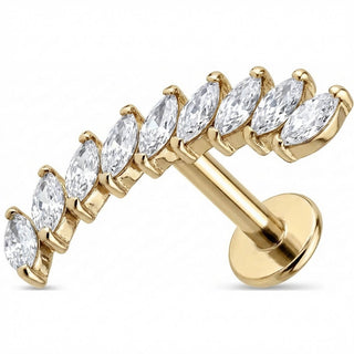 Titanio Labret Arco Curvo Cristalli Marquise Filettatura Interna