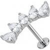 Titanio Labret Arco Curvo Cinque Cristalli Goccia Filettatura Interna