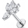 Titanio Labret Fiore Loto Cristalli Marquise Filettatura Interna