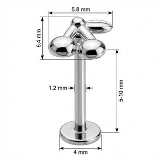 Titanio Labret Coppia Ciliegie Con Foglia Filettatura Interna