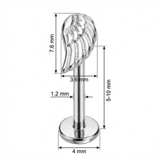 Titanio Labret Ala d'Angelo Dettagliata Filettatura Interna