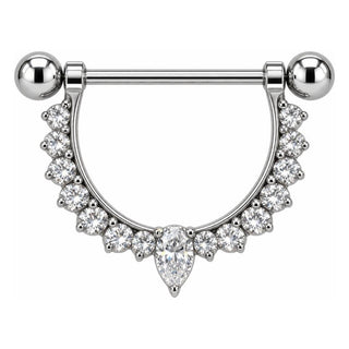 Titanium Nipple Piercing Zirconia Teardrop Arch