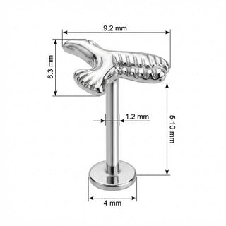 Titanio Labret Colibrì in Volo Filettatura Interna