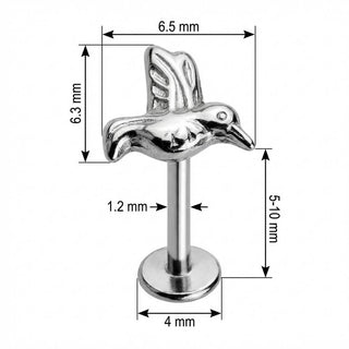 Titanio Labret Colibrì in Volo Filettatura Interna