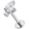 Titanio Labret Cluster Foglie Cristallo Marquise Filettatura Interna