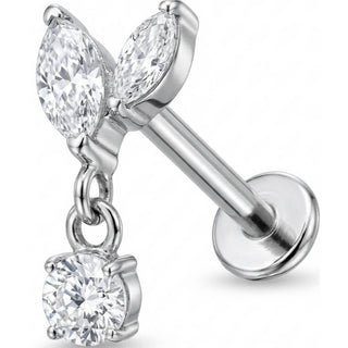 Titanio Labret Foglie Marquise Con Pendente Rotondo Filettatura Interna