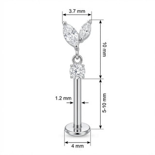 Titanio Labret Foglie Marquise Con Pendente Rotondo Filettatura Interna