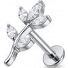 Titanio Labret Ramo Curvo Foglie Marquise Filettatura Interna