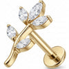 Titanio Labret Ramo Curvo Foglie Marquise Filettatura Interna