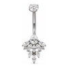 Titanium Belly Button Piercing Teardrop Zirconia Chandelier