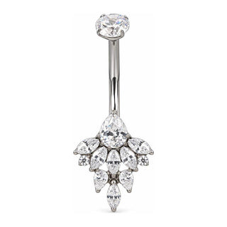 Titanium Belly Button Piercing Teardrop Zirconia Chandelier