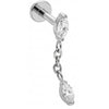 Titanio Labret Doppia Marquise con Catena Filettatura Interna