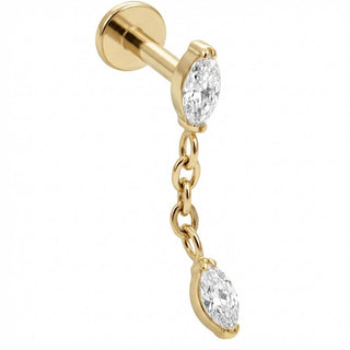 Titanio Labret Doppia Marquise con Catena Filettatura Interna