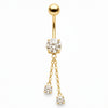 Titanium Belly Button Piercing Gemstone With Dangling Chains