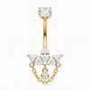 Titanium Belly Button Piercing Marquise Lotus With Draped Chain