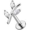 Titanio Labret Ramo Curvo con Cristalli Marquise Filettatura Interna