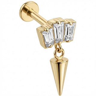 Titanio Labret Trio Baguette Con Pendente Spike Filettatura Interna