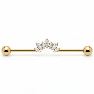 Titanium Industrial Barbell Marquise Crystal Crown Internally Threaded