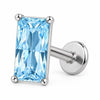 Titanium Labret Rectangular Zirconia Prong Setting Internally Threaded