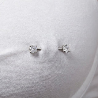 Titanium Nipple Piercing Twin Round Clear Stones Internally Threaded
