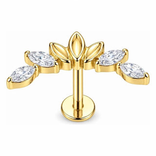 Titanium Labret Marquise Stone Floral Arc Internally Threaded