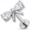 Titanium Labret Teardrop Ribbon Bow Internally Threaded
