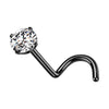 Titanium Nose Screw Prong Set Round Stone Push-In
