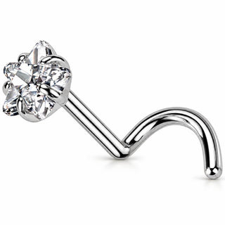 Titanium Nose Screw Prong Set Star Stone Push-In