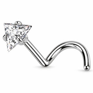 Titanium Nose Screw Triangle Stone Prong Setting Push-In