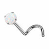 Titanium Nose Screw Prong Set Opal Push-In