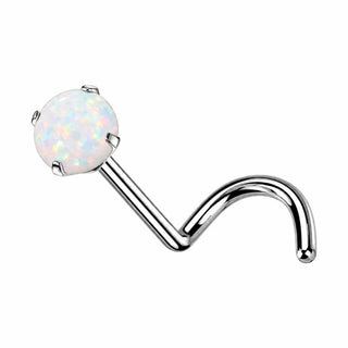 Titanium Nose Screw Prong Set Opal Push-In