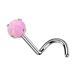 Titanium Nose Screw Prong Set Opal Push-In