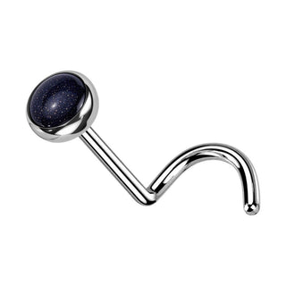 Titanium Nose Screw Bezel Set Natural Stone Push-In