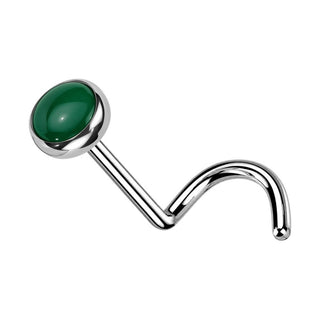 Titanium Nose Screw Bezel Set Natural Stone Push-In