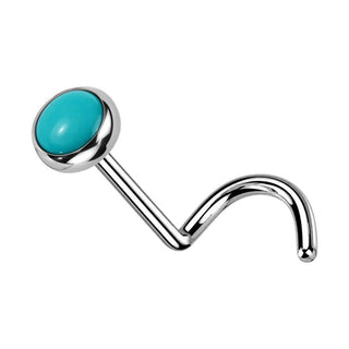 Titanium Nose Screw Bezel Set Natural Stone Push-In