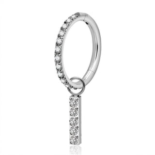 Titanium Ring Zirconia Bar Dangle Clicker