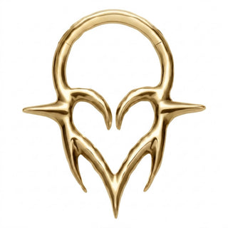 Titanium Ring Tribal Gothic Heart Clicker