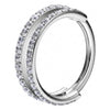Titanium Ring Double Row Zirconia Clicker